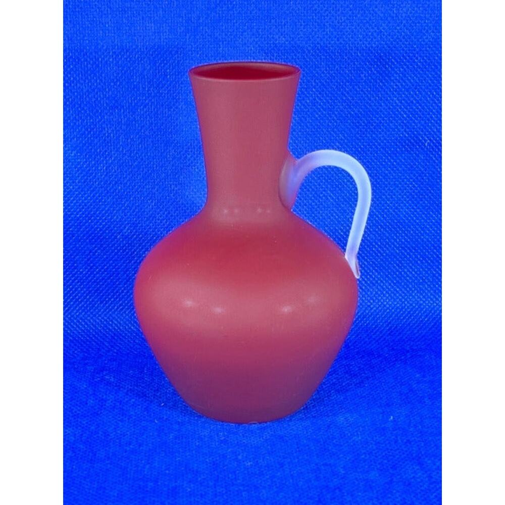 Enesco Frosted Red Glass Pitcher Bud Vase